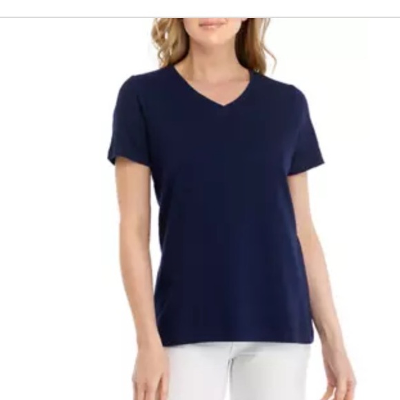 Kim Rogers perfectly soft v neck tee in navy. NWT. Retail‎ 30 - Picture 1 of 7